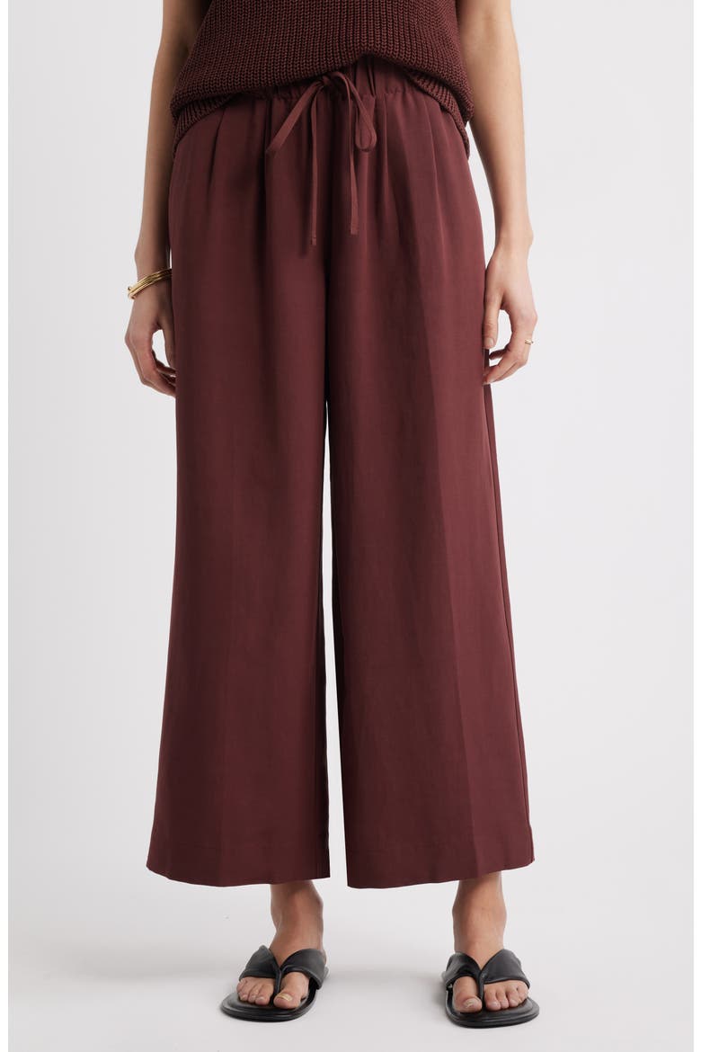 Wide Leg Crop Pants, Main, color, BROWN RAISIN