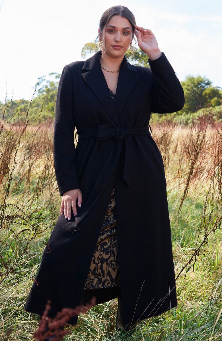 Estelle Charmed Robe Coat, Alternate, color, Black