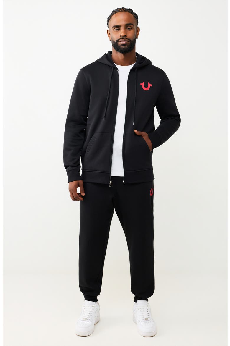 Wreath Buddha Zip Hoodie, Alternate, color, JET BLACK