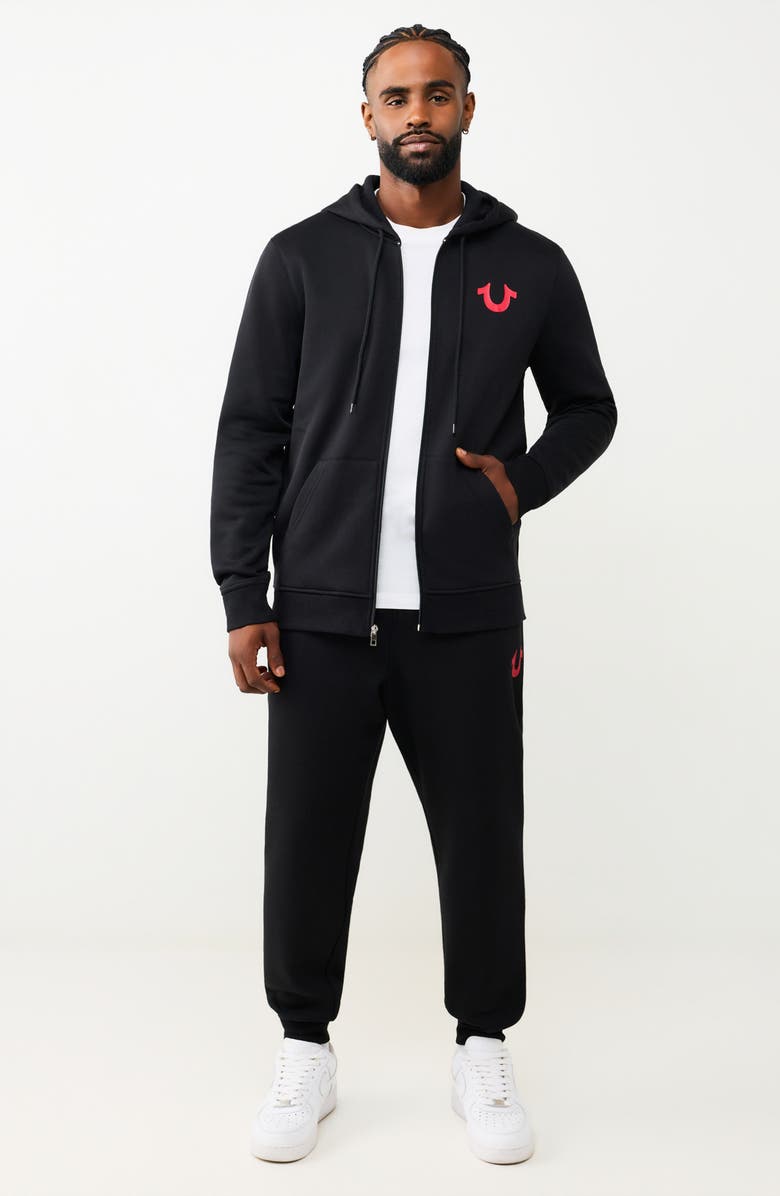 True Religion Wreath Buddha Zip Hoodie, Alternate, color, Jet Black