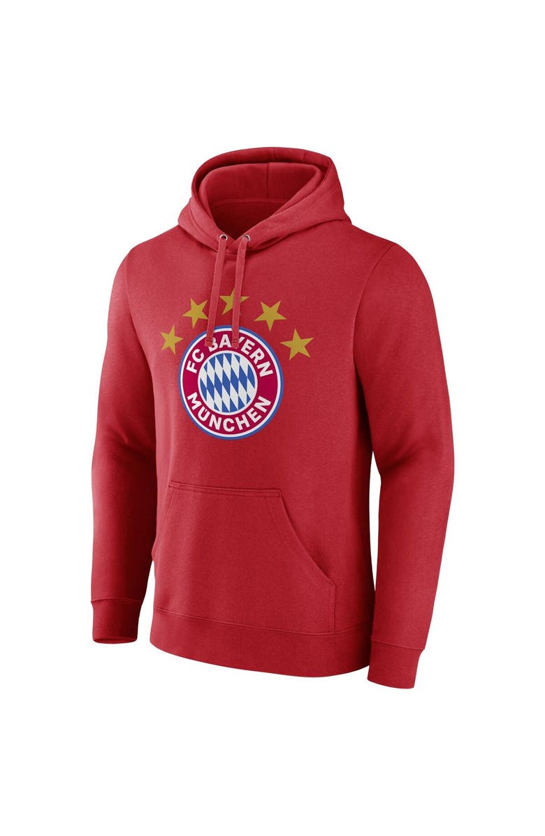 FANATICS Men's Fanatics Branded Red Bayern Munich Five-Star Crest Fitted Pullover Hoodie, Alternate, color, 
