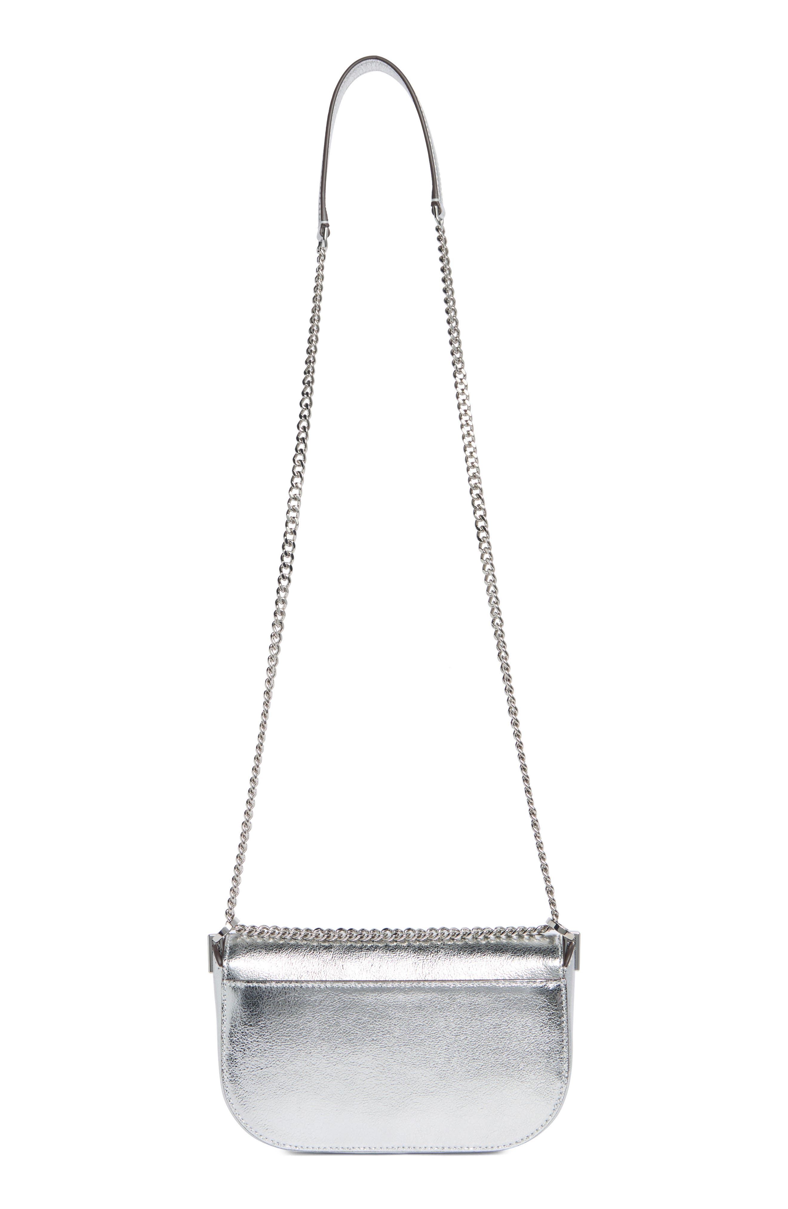 Kate Spade New York krista metallic chain flap crossbody bag, Alternate, color, Silver
