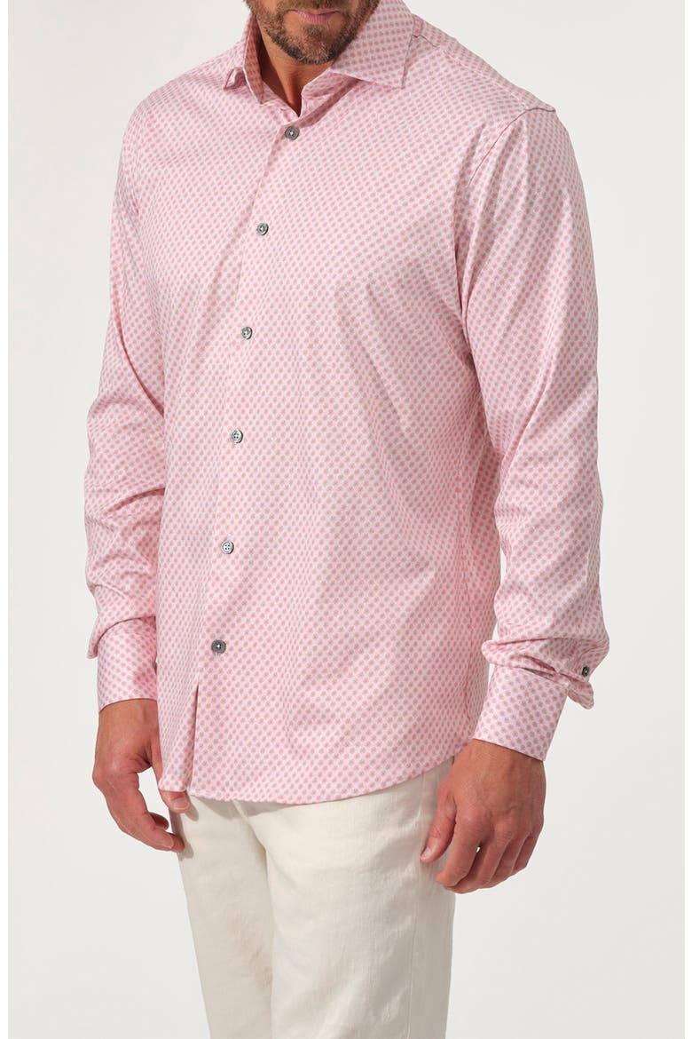 Floral Print Stretch Supima Cotton Button-Up Shirt, Alternate, color, RUST