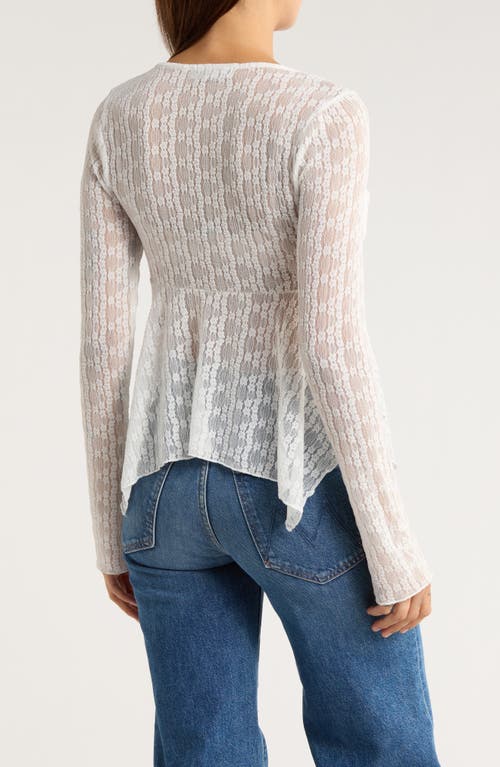 Madden Girl Long Bell Sleeve Babydoll Top In White