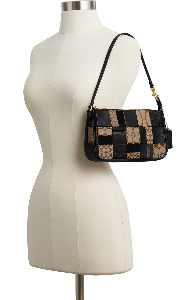 COACH Plaza Patchwork Leather & Canvas Shoulder Bag, Alternate, color, Black Multi