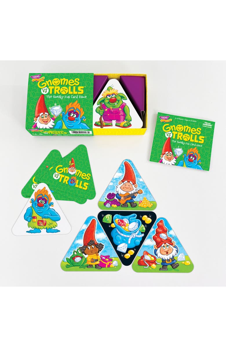 TREND Enterprises GNOMES vs TROLLS Three Corner Card Game, Alternate, color, Multicolored