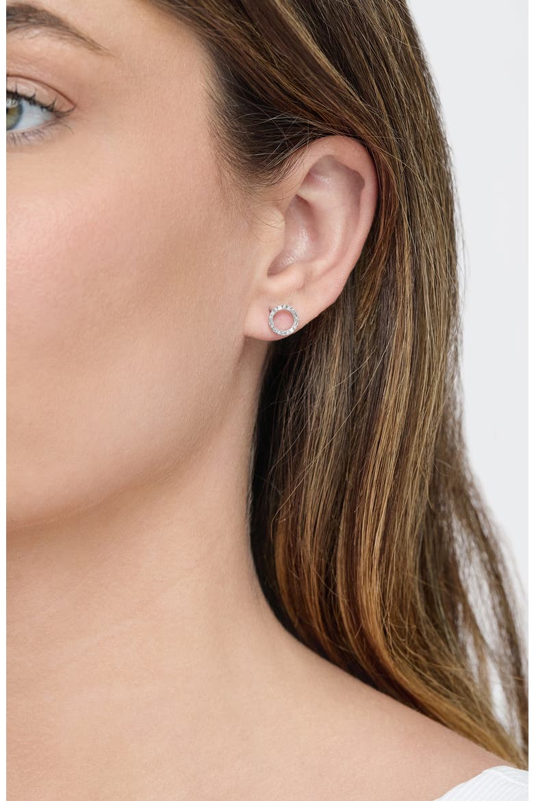 Gatsby 18k Gold Diamond Circle Stud Earrings, Alternate, color, 18KW
