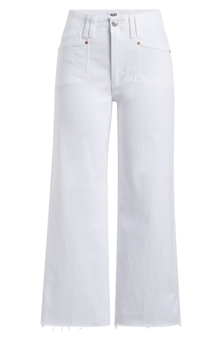 PAIGE Anessa High Waist Raw Hem Crop Wide Leg Jeans, Alternate, color, Crsp Wht