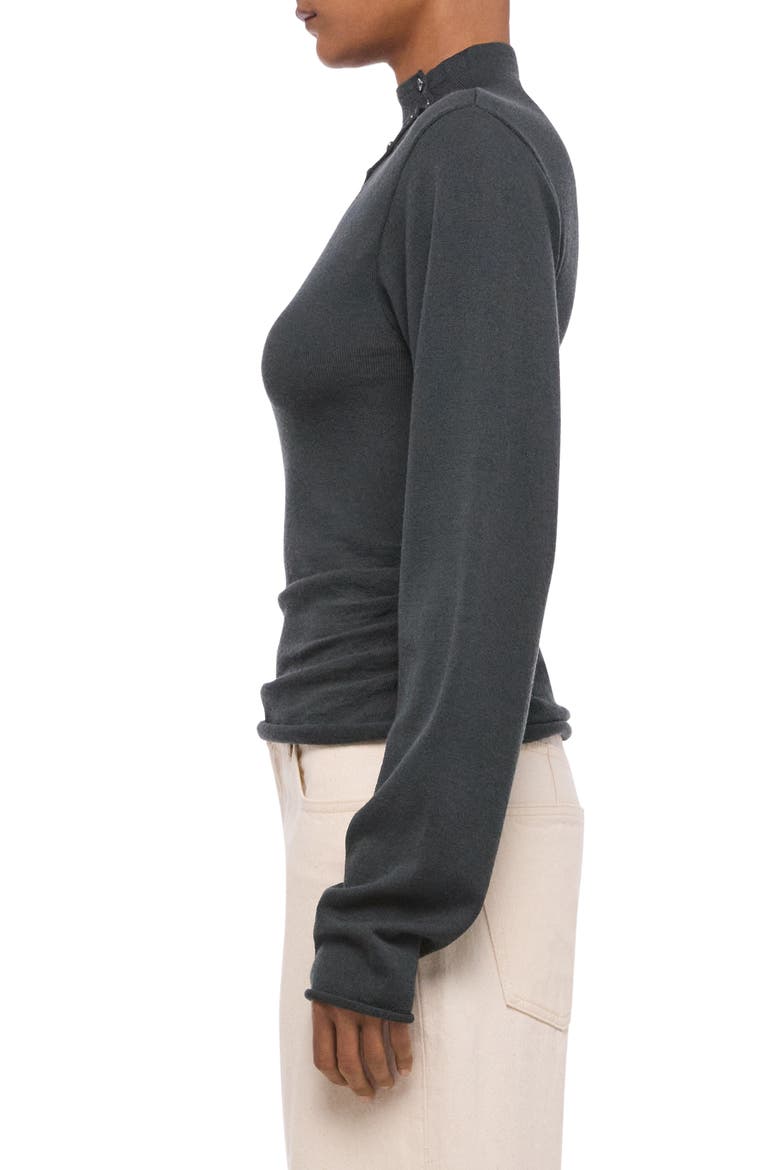 Cutout Wool Blend Rib Sweater, Alternate, color, FOREST NIGHT