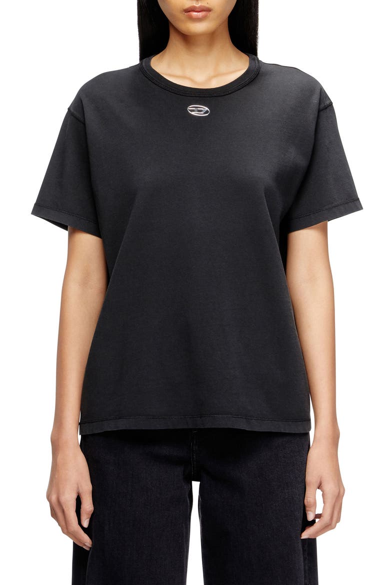 T-Normy-OD-S1 Metallic Oval D Cutout T-Shirt, Main, color, BLACK