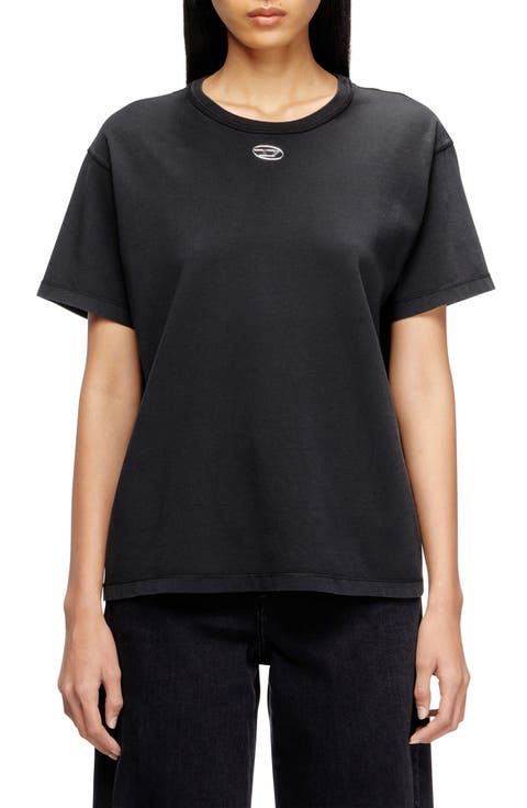 T-Normy-OD-S1 Metallic Oval D Cutout T-Shirt