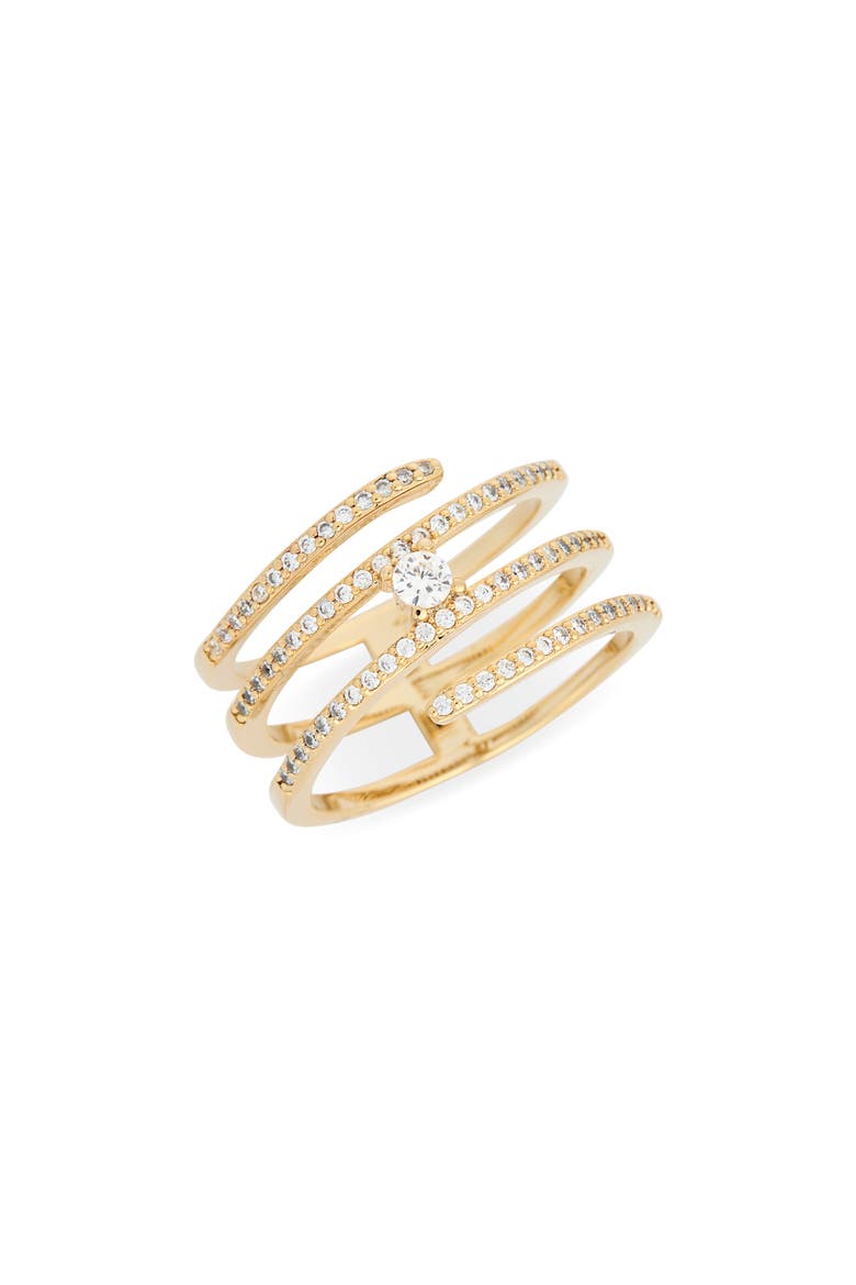 Cubic Zirconia Wrap Ring, Main, color, CLEAR- GOLD