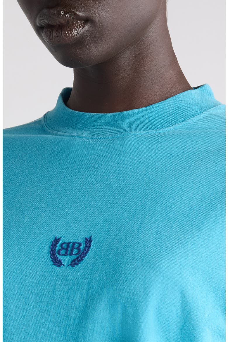 Laurel Embroidered Boxy Dry Jersey T-Shirt, Alternate, color, AZURE/ NAVY