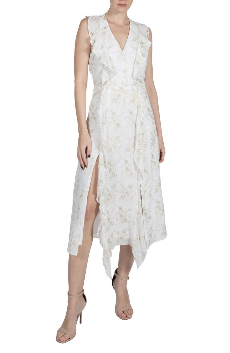 Julia Jordan Ruffle Flutter Sleeve Eyelet Dress, Alternate, color, 