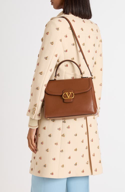 Valentino Tobacco Top Handle Satchel With Removable Strap In Brown