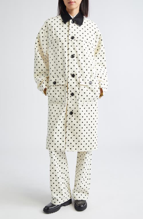Tanner Fletcher Gender Inclusive Porter Polka Dot Coat in Ivory/Black Polkadot  product