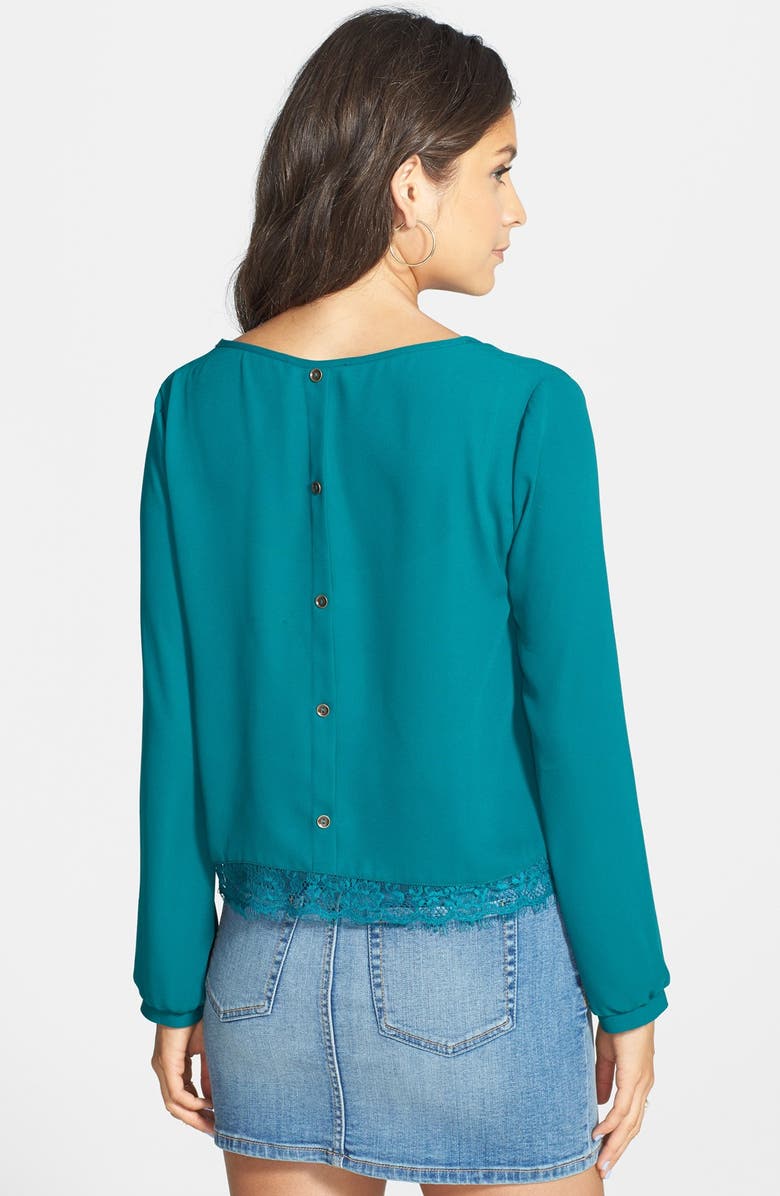 All in Favor Lace Hem Blouse, Alternate, color, 