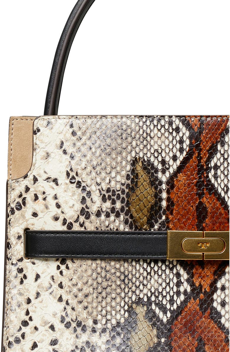 Tory Burch Small Lee Radziwill Snake Embossed Leather Double Bag, Alternate, color,
