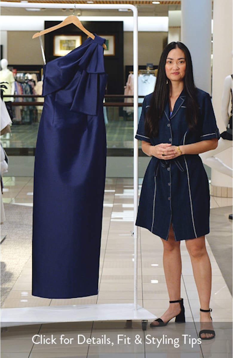 Bonnie Bow One-Shoulder Satin Gown, sales video thumbnail