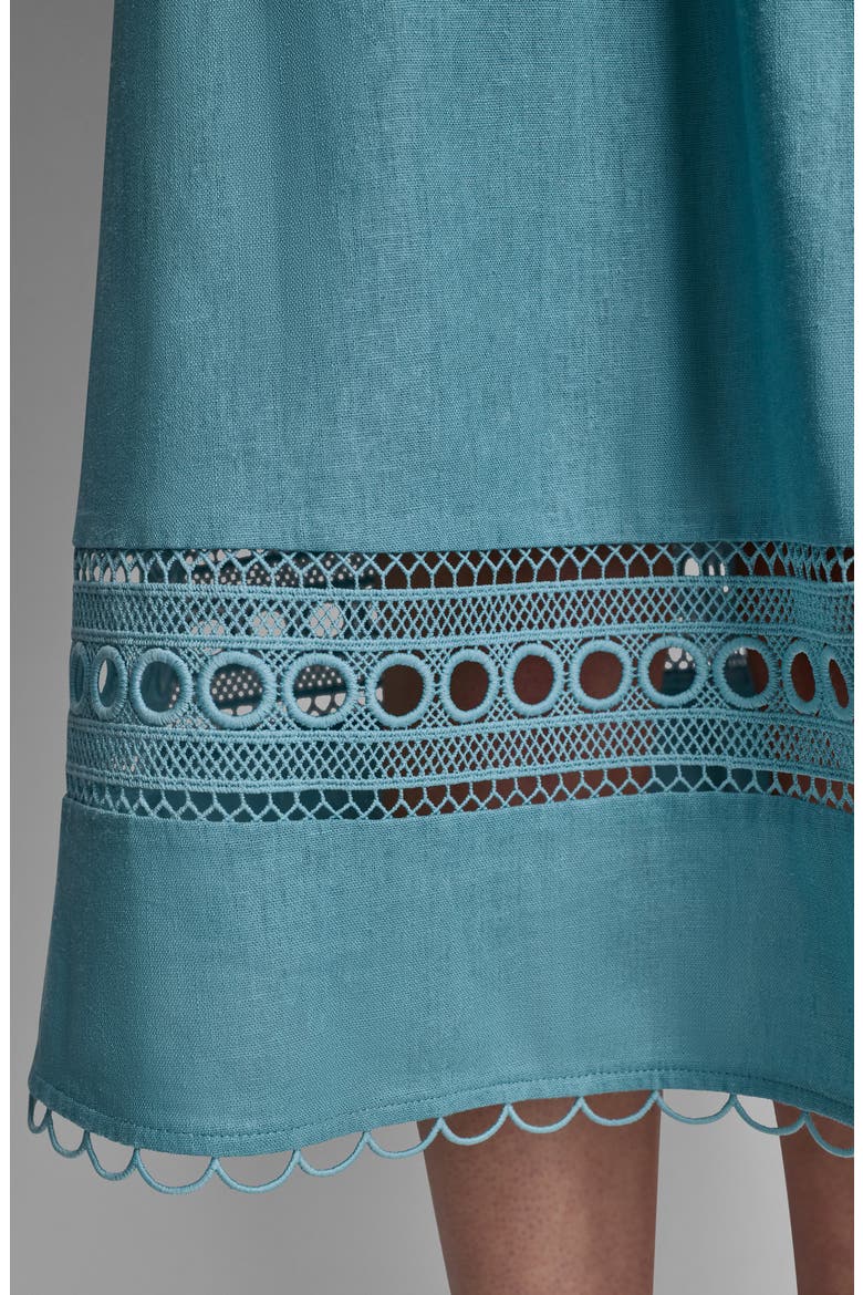 Eyelet Embroidery Linen Blend A-Line Dress, Alternate, color, CAMEO BLUE