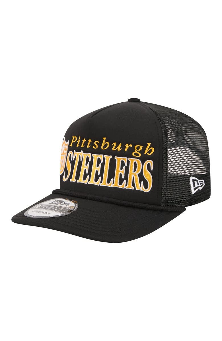 New Era Men's New Era Black Pittsburgh Steelers Throwback Foam 19TWENTY Adjustable Hat, Alternate, color, Black
