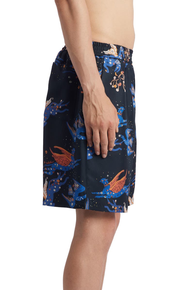 Valentino Garavani Valentino Utopia World Silk Bermuda Shorts, Alternate, color,