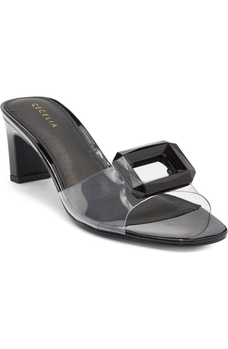 Cecelia New York Park Avenue Jewel Detail Sandal, Main, color, Black Patent
