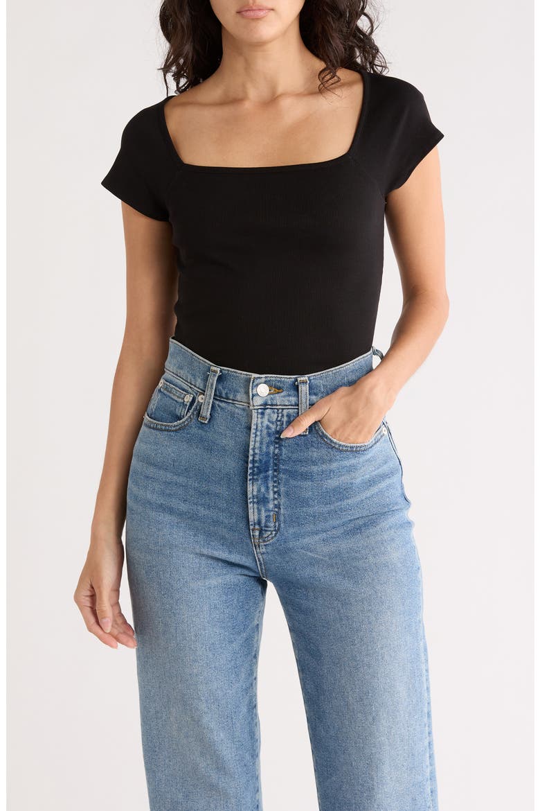 Brightside Square Neck T-Shirt, Main, color, JET BLACK