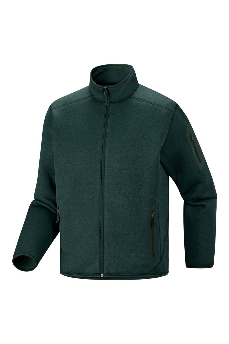 Covert Full Zip Fleece Cardigan, Alternate, color, DARK JADE HEATHER
