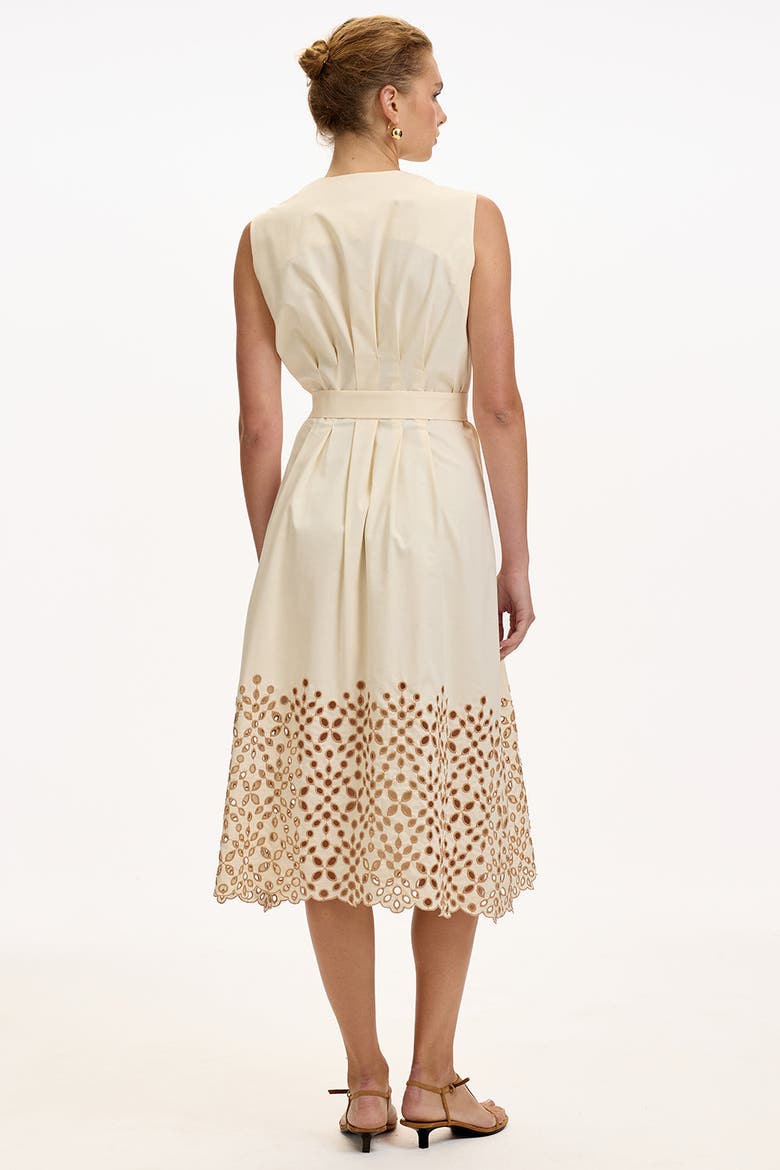 Mackenzie V Neck Belted Pocket Midi Dress, Alternate, color, Cream