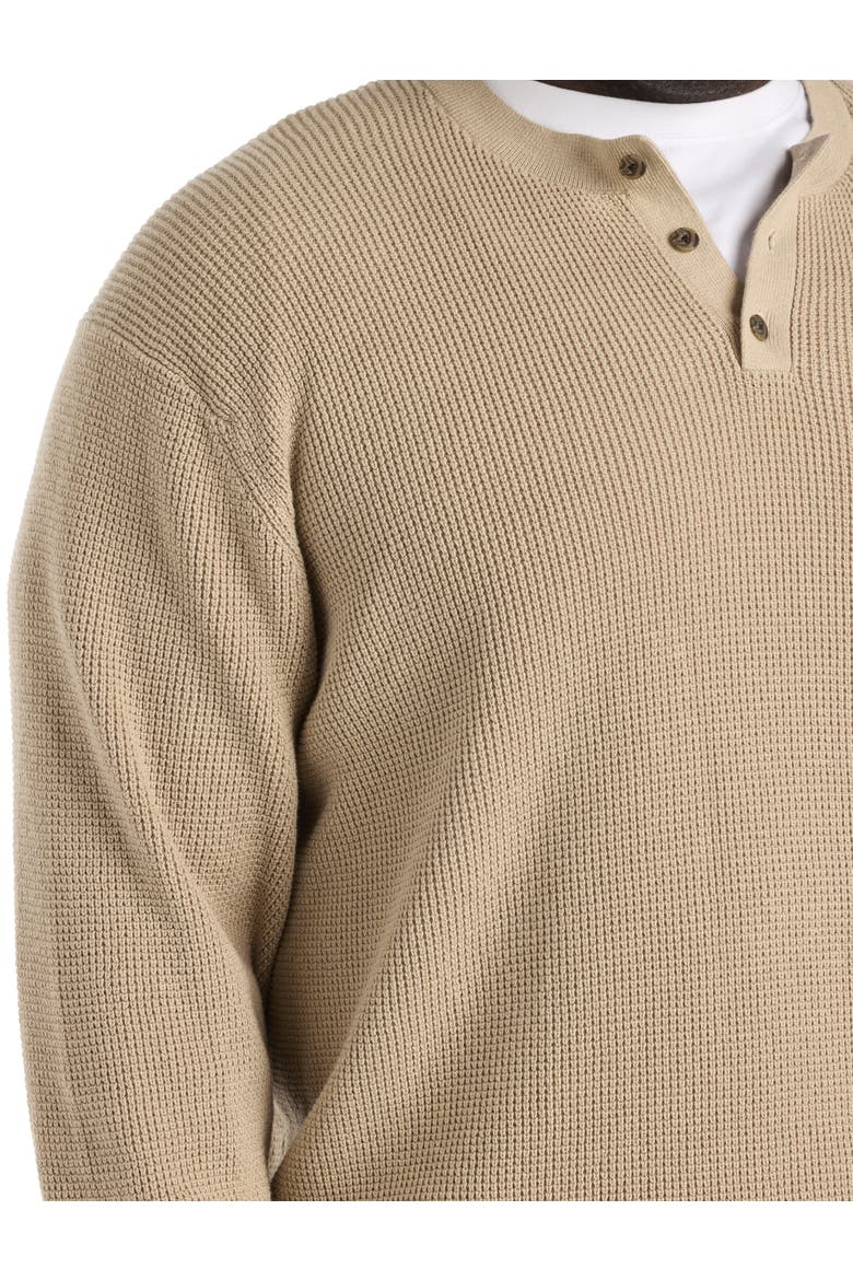 Big & Tall Henley Waffle-Knit Sweater, Alternate, color, HUMMUS