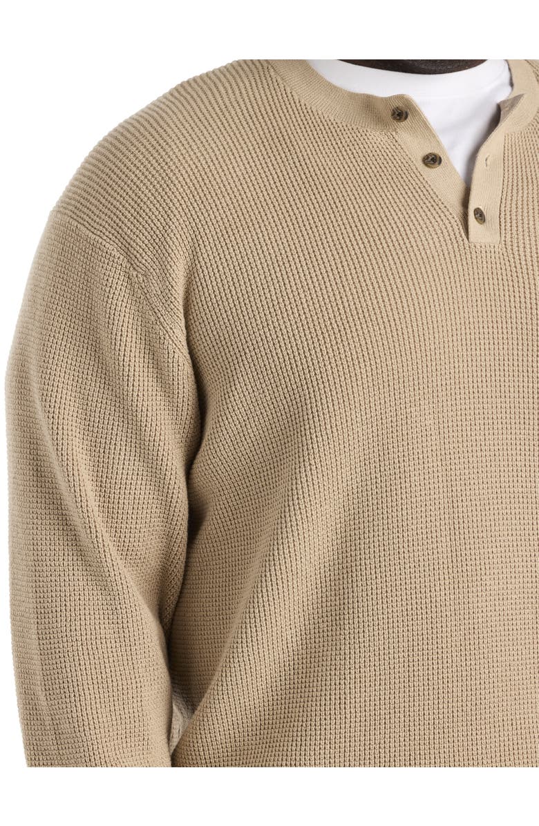 Oak Hill by DXL Big & Tall Henley Waffle-Knit Sweater, Alternate, color, Hummus
