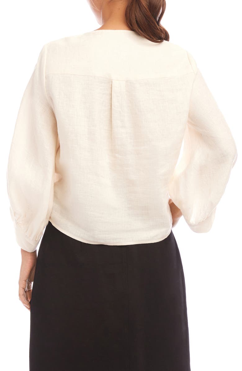 Karen Kane Tie Front Linen Top, Alternate, color, Ecru