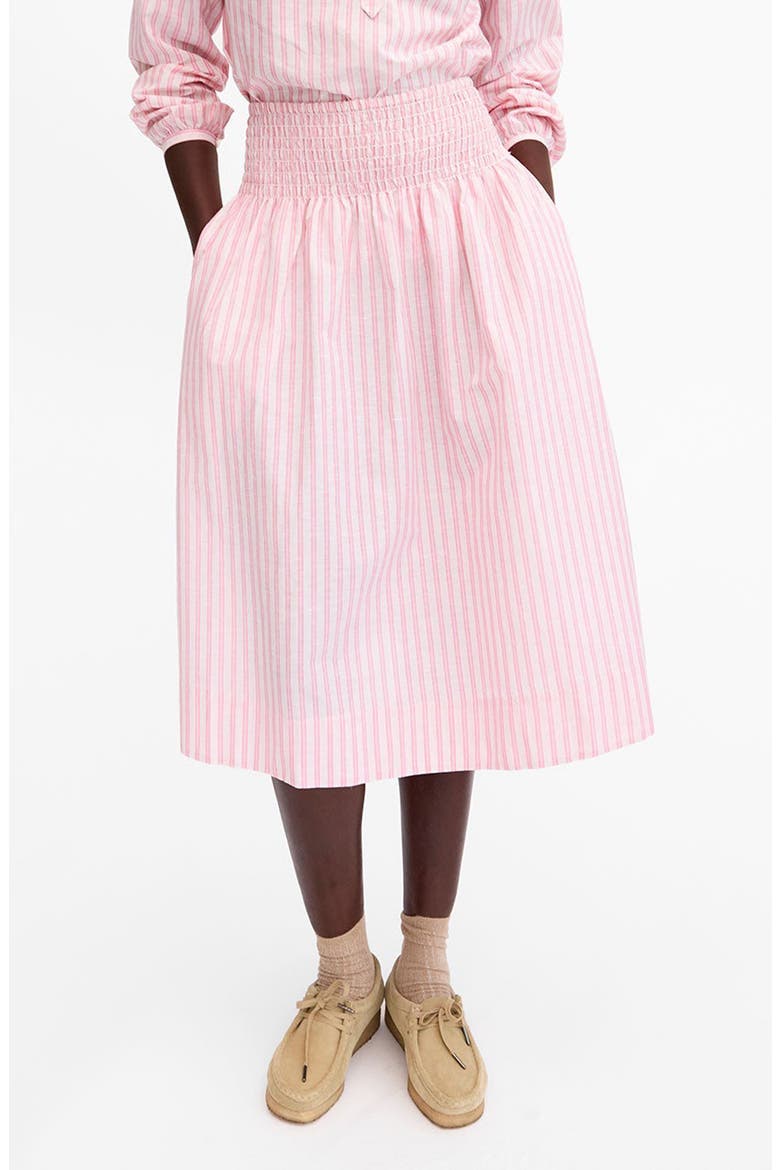 Zoe Stripe Midi Skirt, Main, color, PEONY