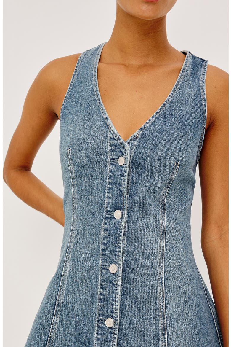 Anaheim Sleeveless Fit & Flare Denim Minidress, Alternate, color, HERITAGE BLUE
