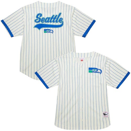 Mitchell & Ness Cream Seattle Seahawks Vintage Logo Final Seconds Full-button Mesh Top In White