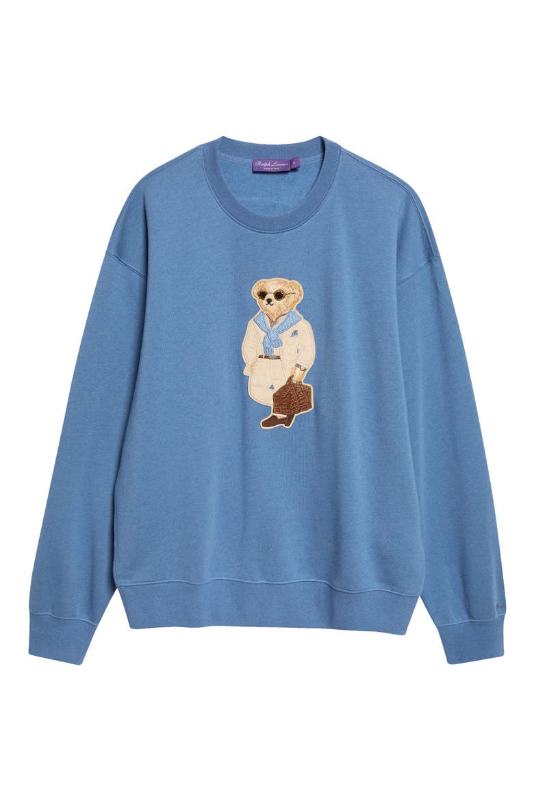Polo Bear Appliqué Cotton & Cashmere Sweatshirt, Main, color, BLUE