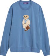 Ralph Lauren Purple Label Polo Bear Appliqué Cotton & Cashmere Sweatshirt