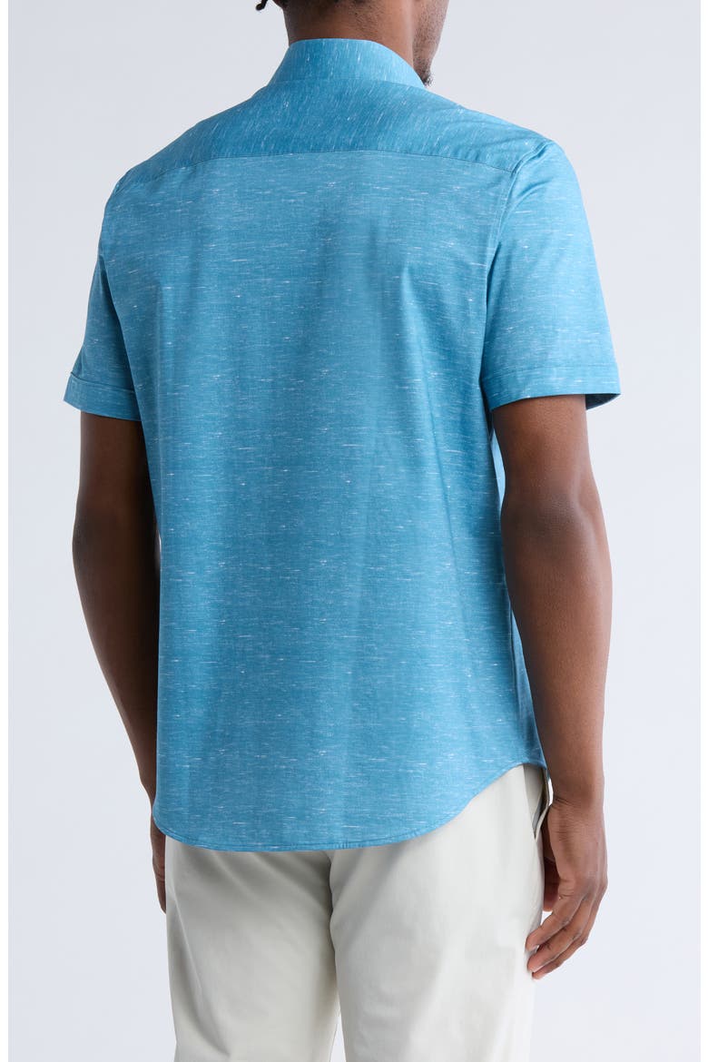 Miles OoohCotton® Solid Short Sleeve Button-Up Shirt, Alternate, color, PEACOCK