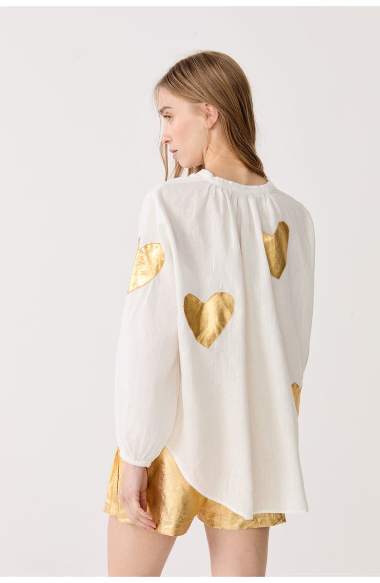 LANHTROPY Cupid Metallic Linen Shirt, Alternate, color, Gold