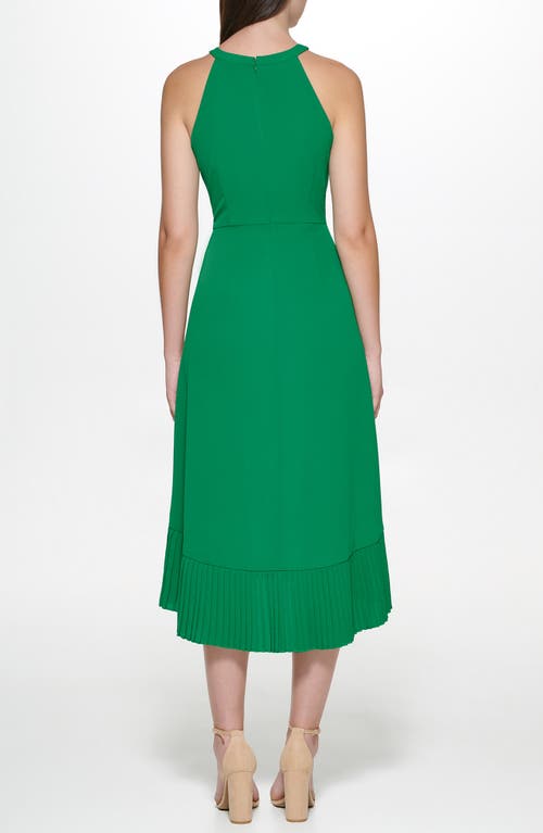 Kensie Pleated Midi Dress In Tropical Green