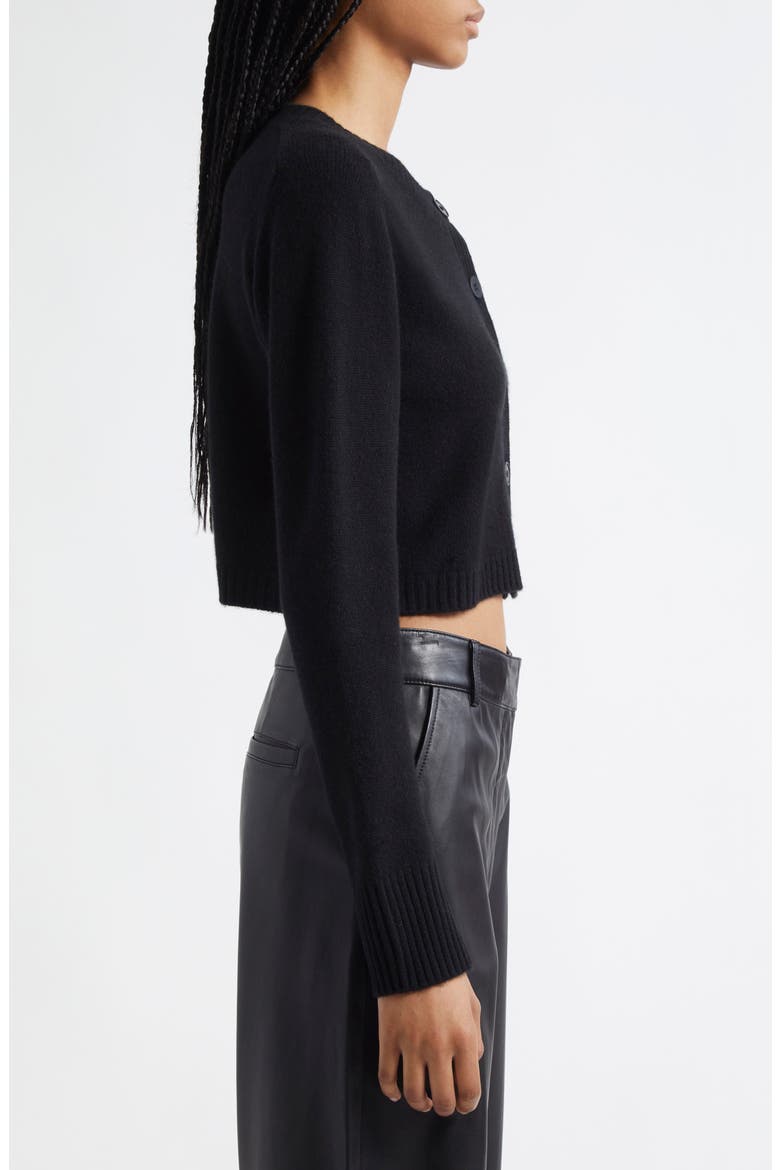 Zephir Crop Cashmere Cardigan, Alternate, color, BLACK