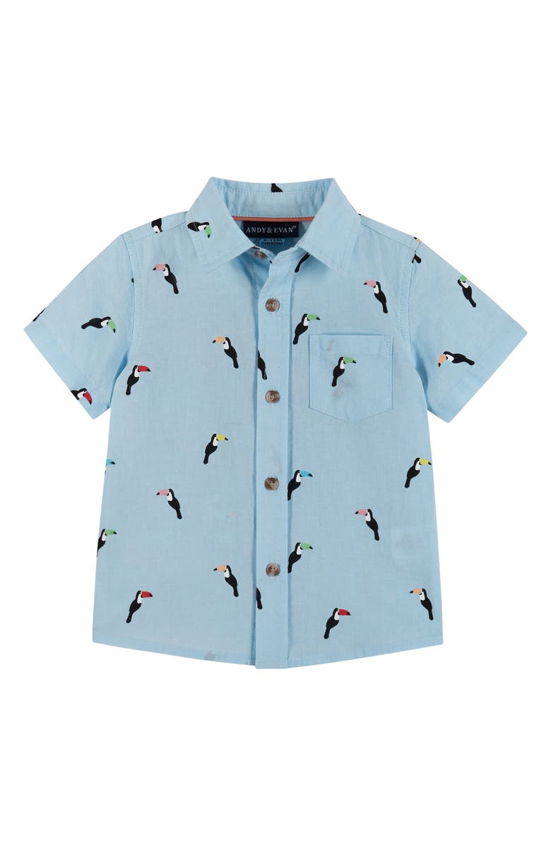Andy & Evan Button-Up Shirt & Shorts Set, Alternate, color, Blue Toucan