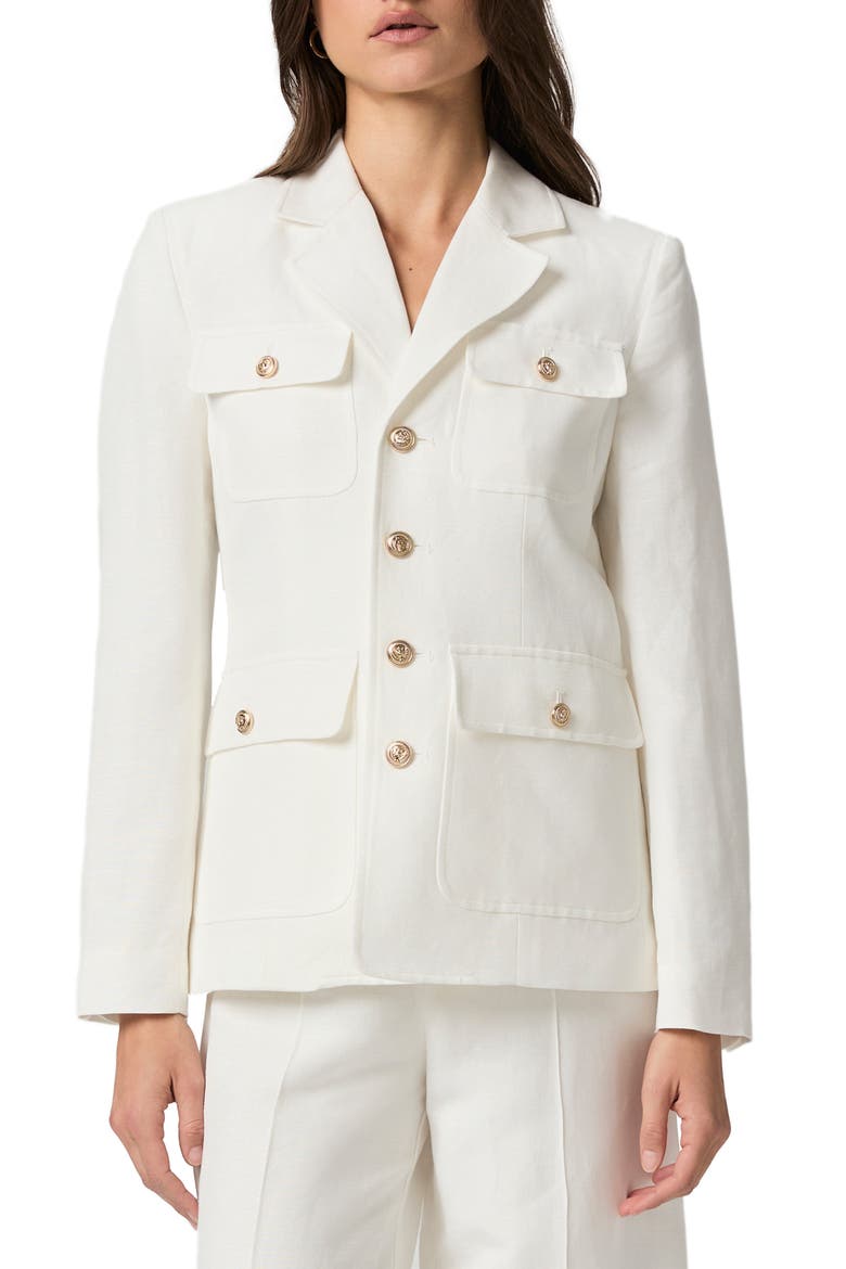 Reign Linen Blend Blazer, Main, color, WHITE