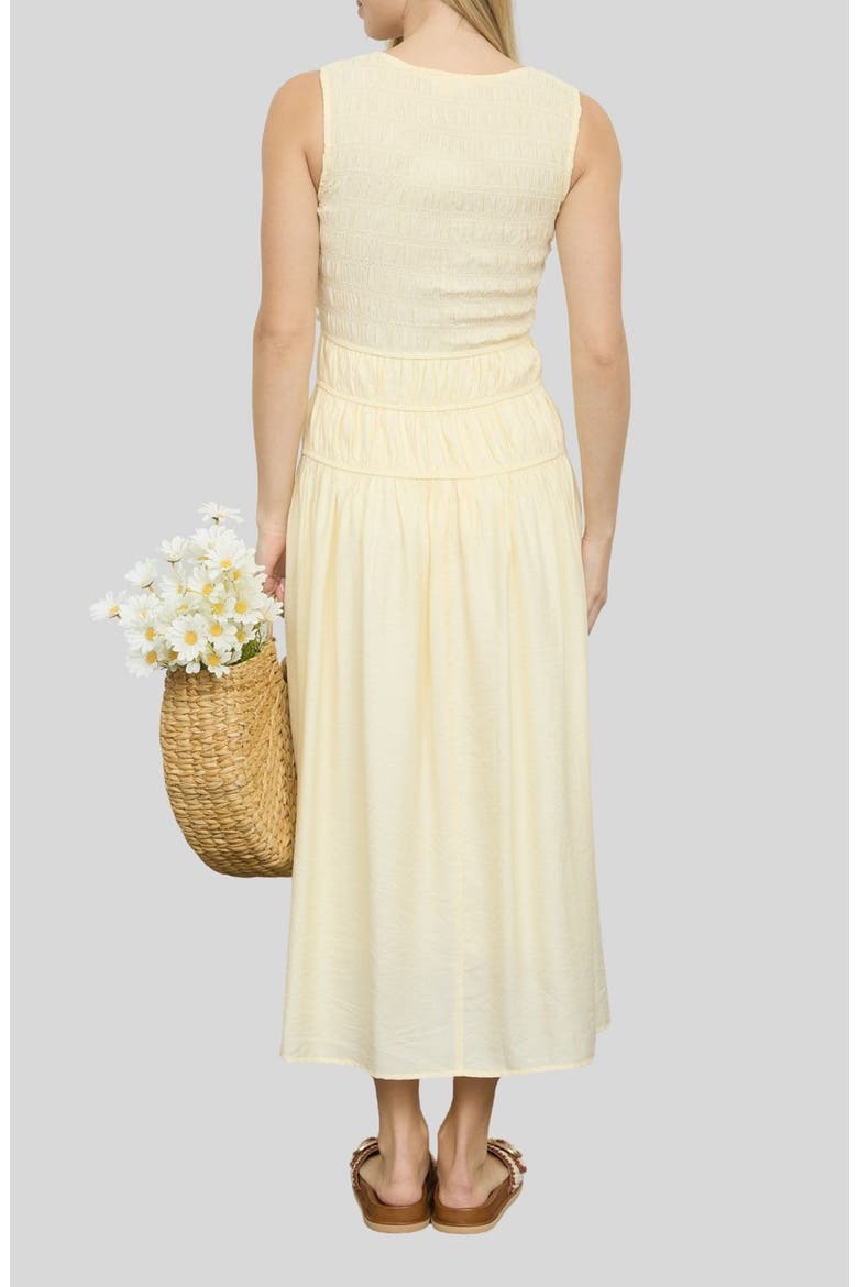 Smock Bodice Midi Dress, Alternate, color, BUTTER YELLOW