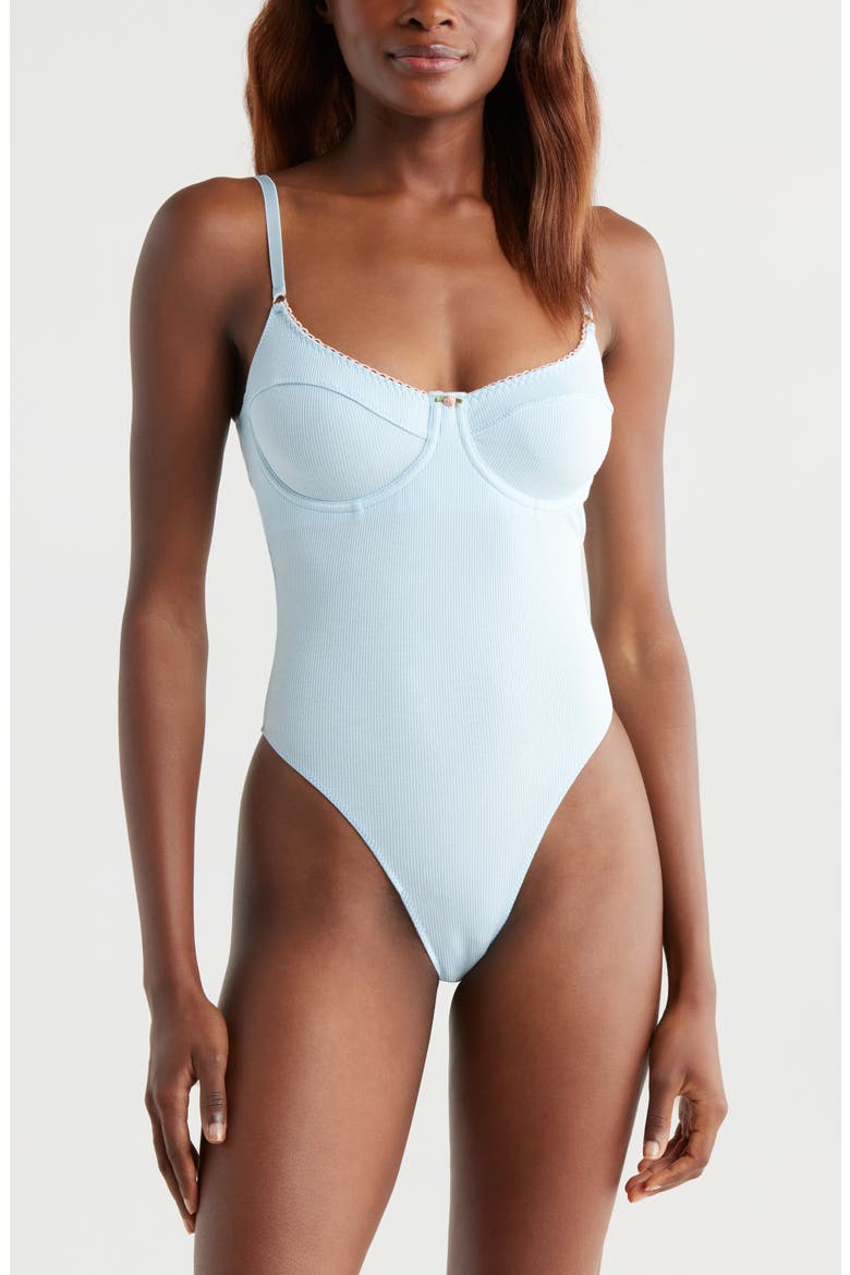 Rib Underwire Bodysuit, Main, color, POWDER BLUE