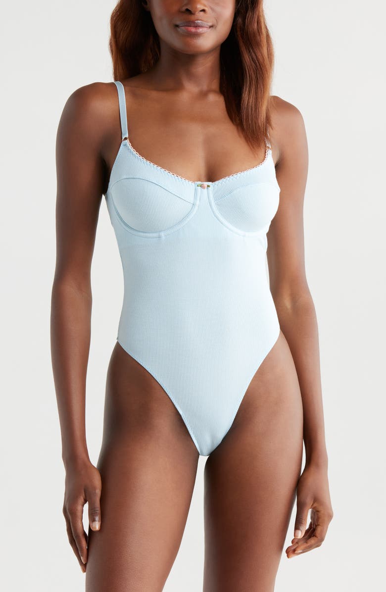 KILO BRAVA Rib Underwire Bodysuit, Main, color, Powder Blue