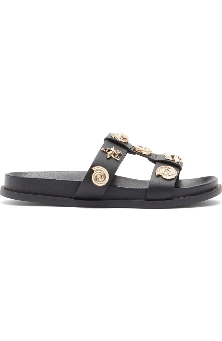 TOP MODA Sailor Slide Sandal, Alternate, color, Black Pu