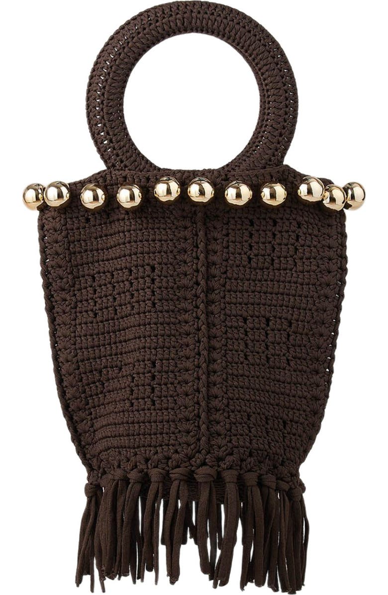SANDRO Small beaded fringed crochet bag, Main, color,