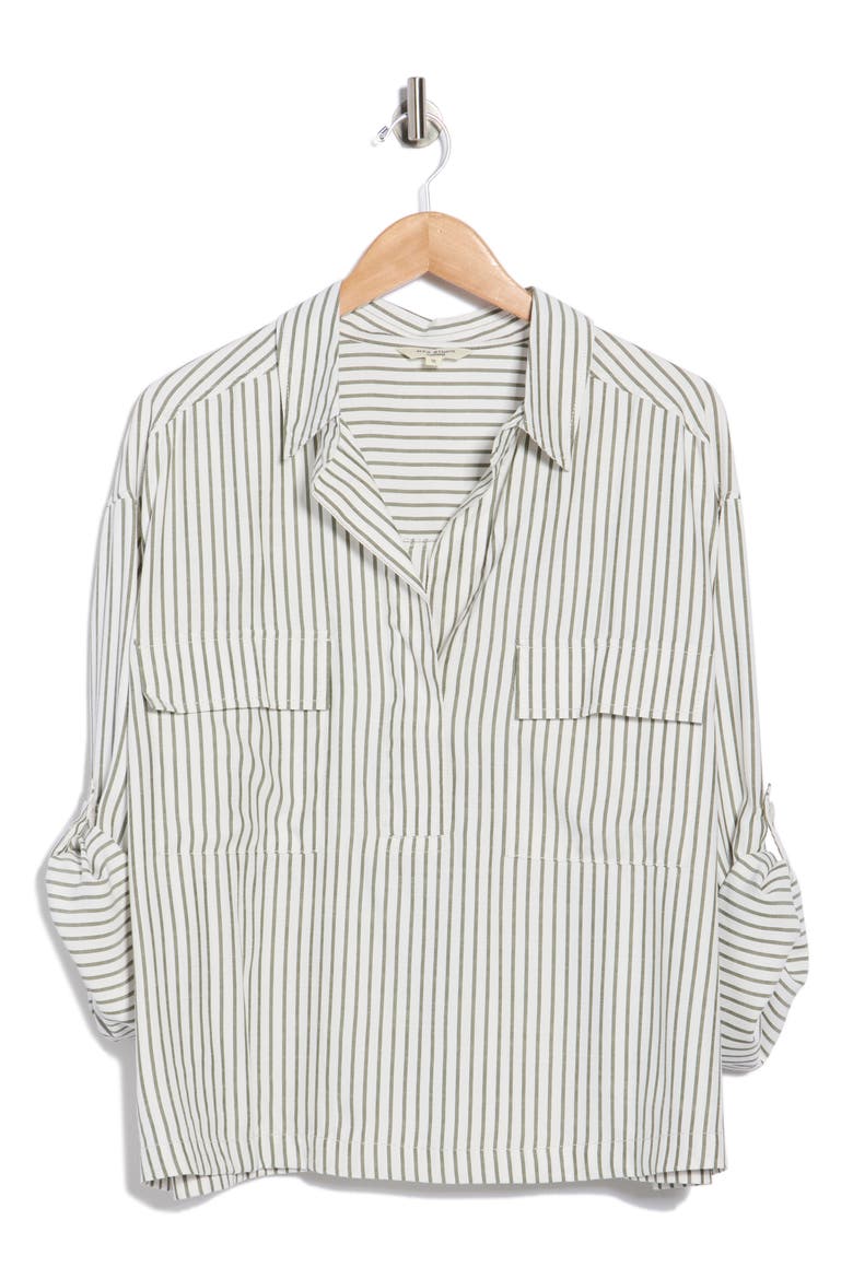 Stripe Utility Pocket Shirt, Alternate, color, OFF WHITE/ OLIVE STRIPE